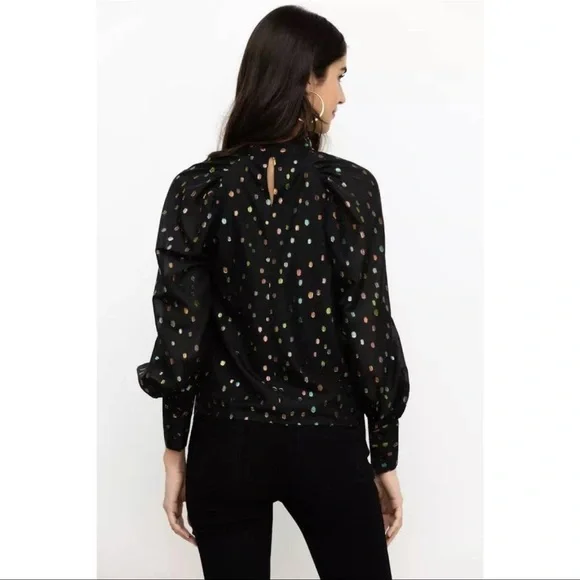 Yumi Kim All or Nothing Sheer Black & Polka Dot Blouse Size S - Picture 2 of 6